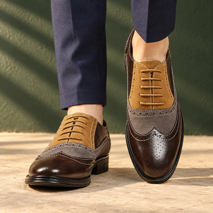 Dennis Leather Wingtip Brogue Oxfords - Brown