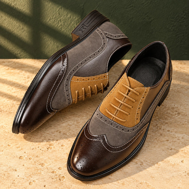 Dennis Leather Wingtip Brogue Oxfords - Brown