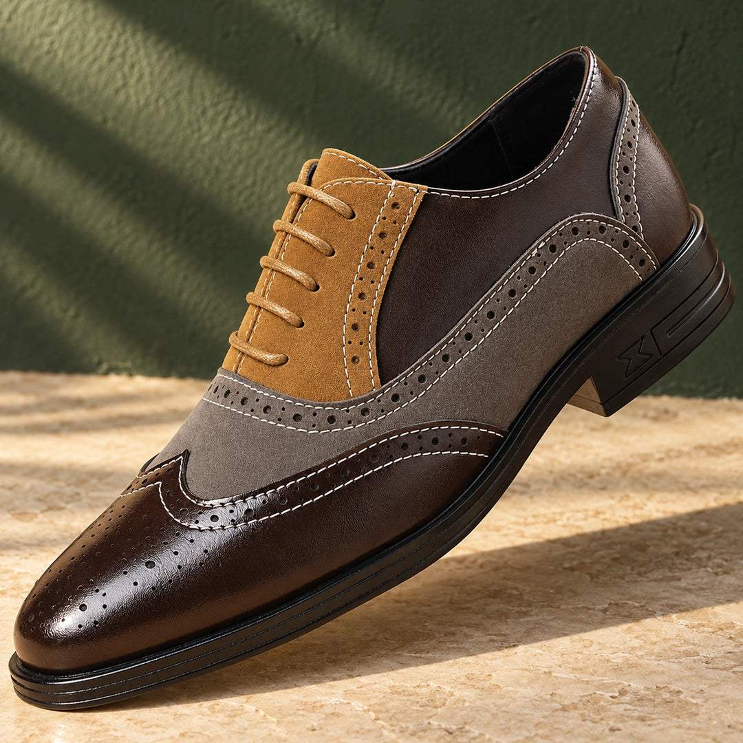 Dennis Leather Wingtip Brogue Oxfords - Brown