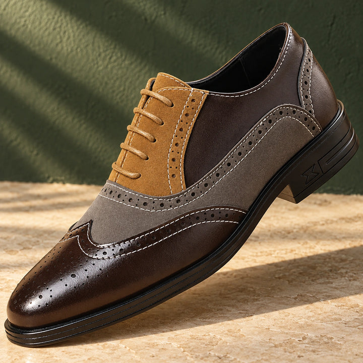 Dennis Leather Wingtip Brogue Oxfords - Brown