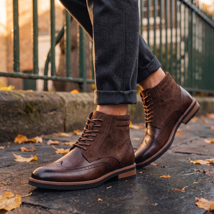 Dorian Wingtip Brogue Boots - Brown