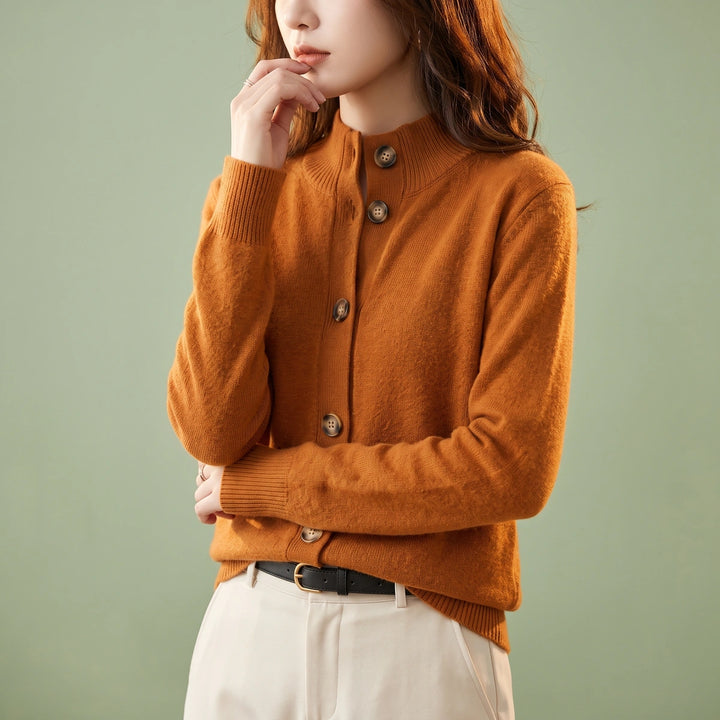 Dorothea Collared Button Cardigan - Orange