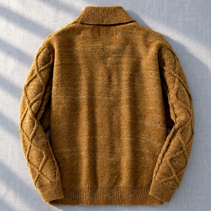 Douglas Wool Blend Shawl Cardigan - Brown