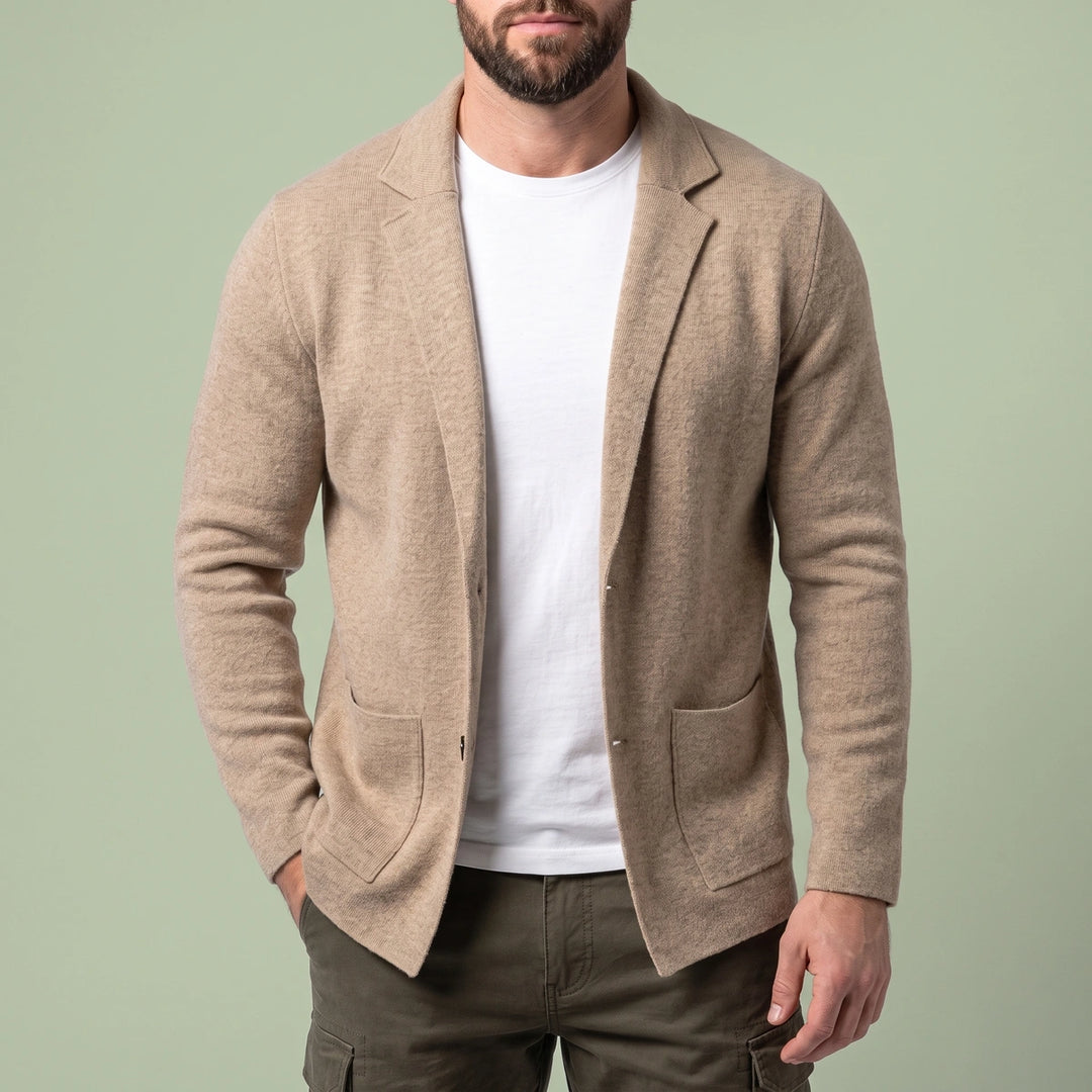 Ellery Knit Blazer Cardigan - Camel