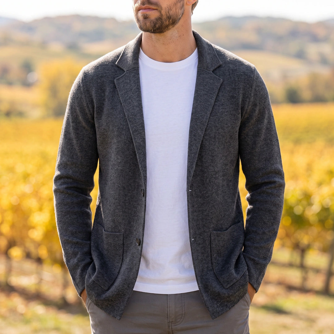 Ellery Knit Blazer Cardigan - Gray