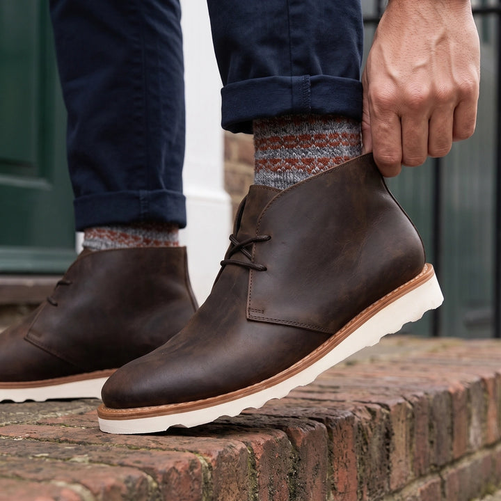 Emmett Lace Up Chukka Boots - Dark Brown