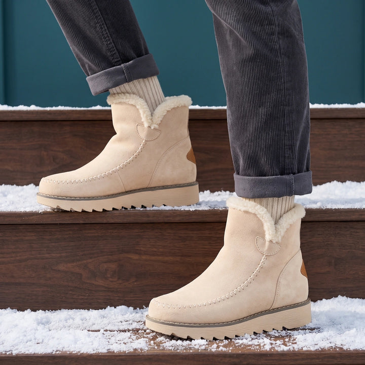Enid Insulated Water Resistant Slip On Boots - Beige