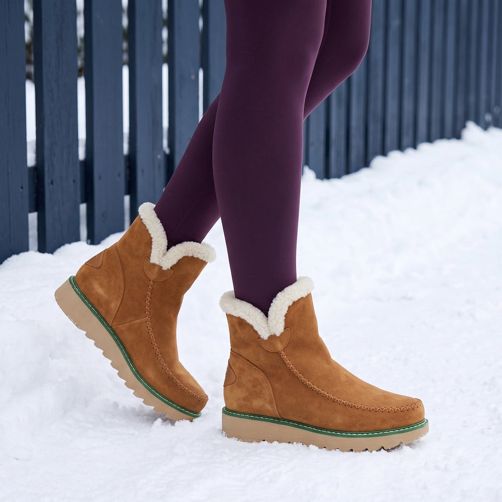 Eugenia Fleece Lined Moccasin Platform Boots - Brown