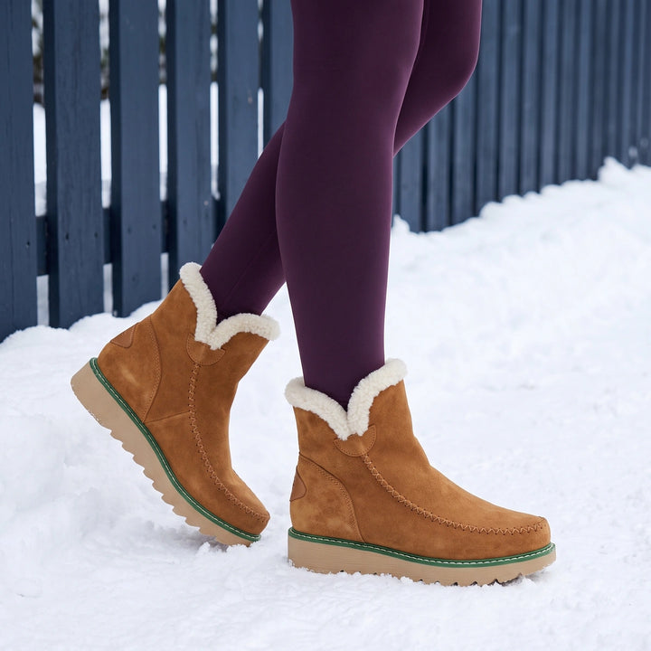 Eugenia Fleece Lined Moccasin Platform Boots - Brown