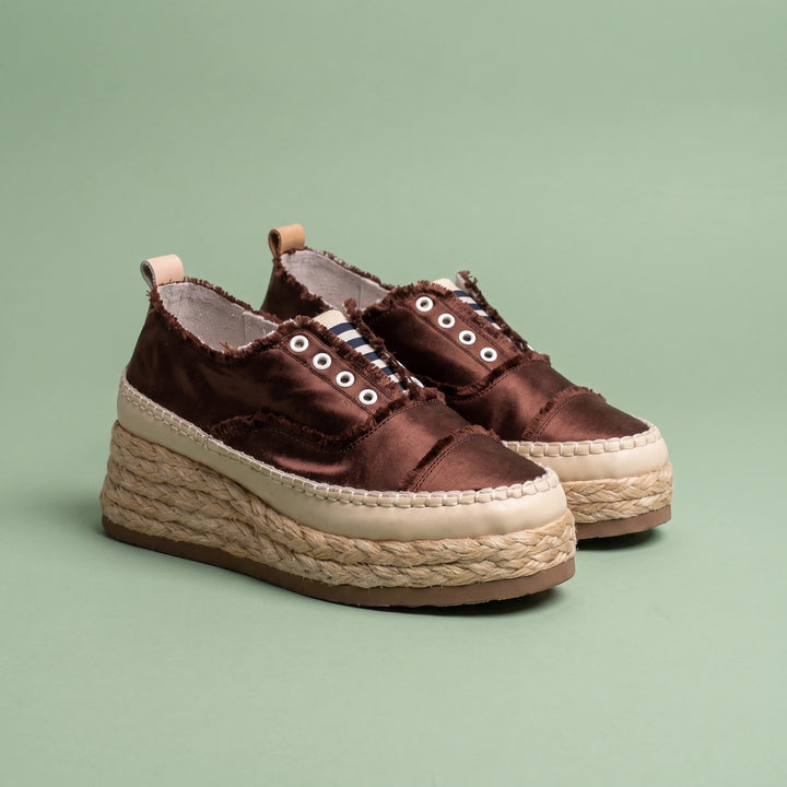 Fiammetta Frayed Edge Espadrille Platform Sneakers - Copper