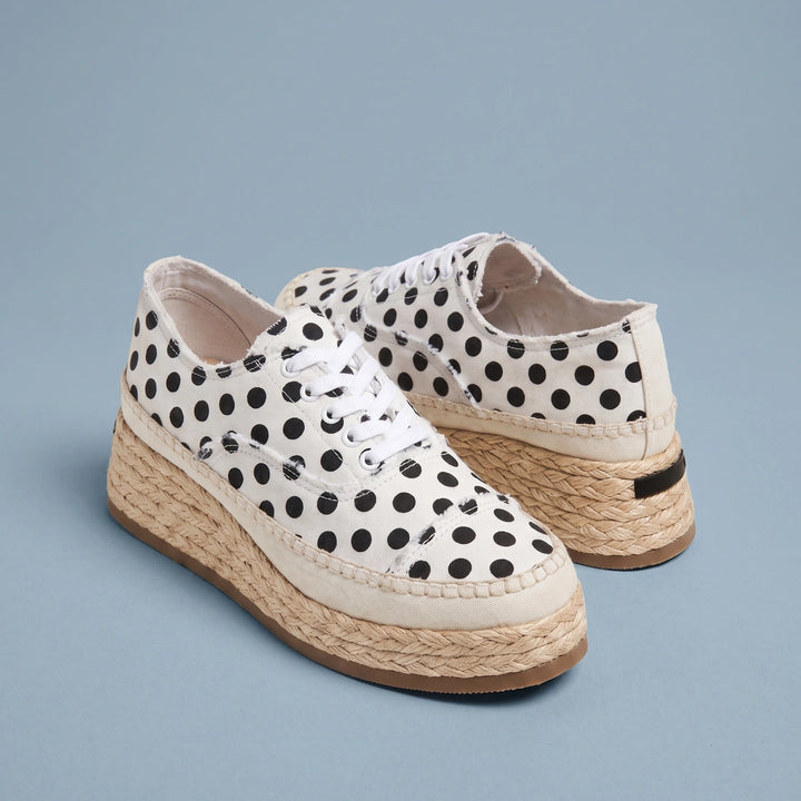 Fiammetta Frayed Edge Espadrille Platform Sneakers - Polka