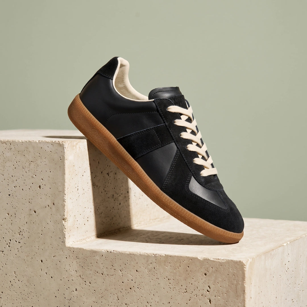 Frederic Suede Panel Gum Sole Trainers - Black