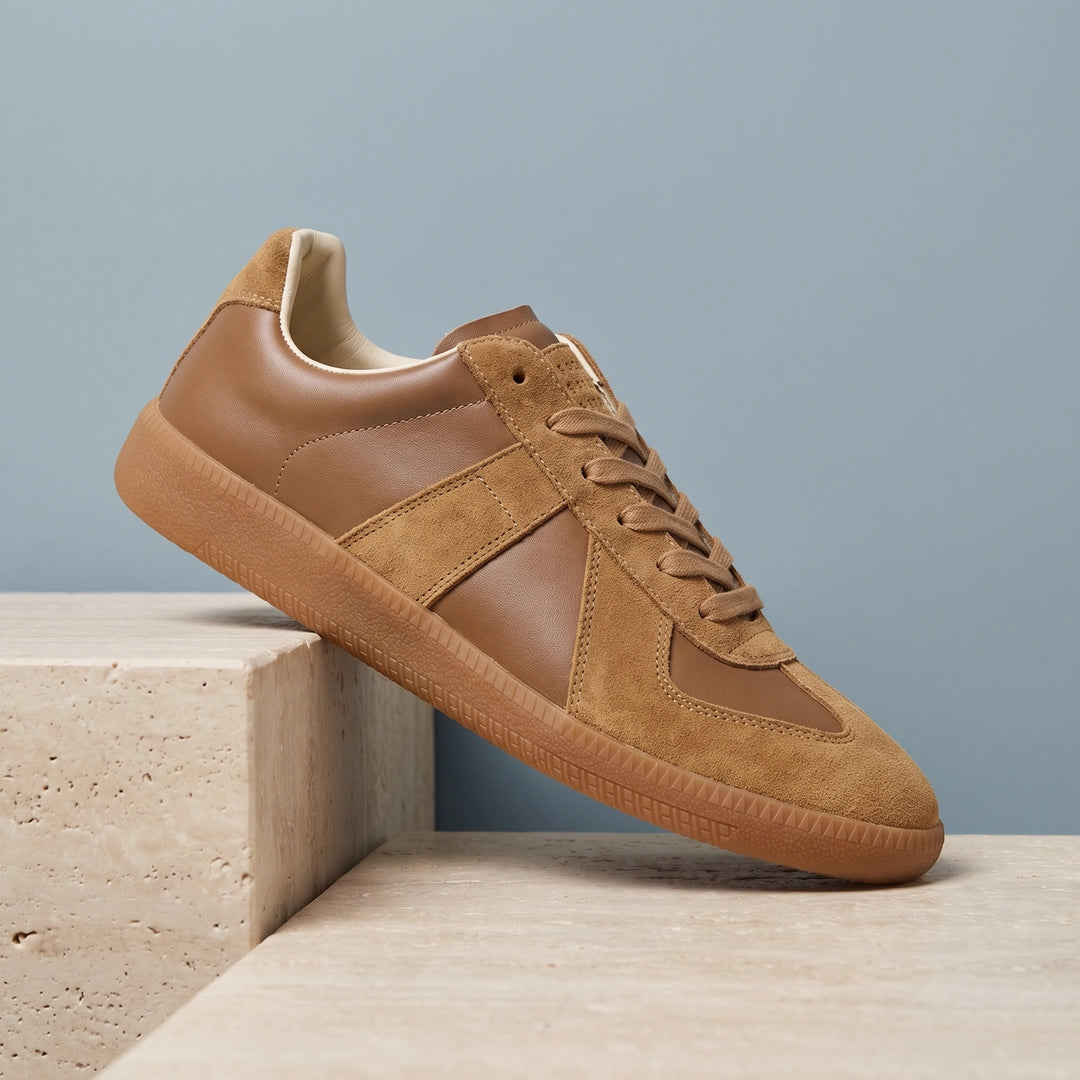Frederic Suede Panel Gum Sole Trainers - Brown