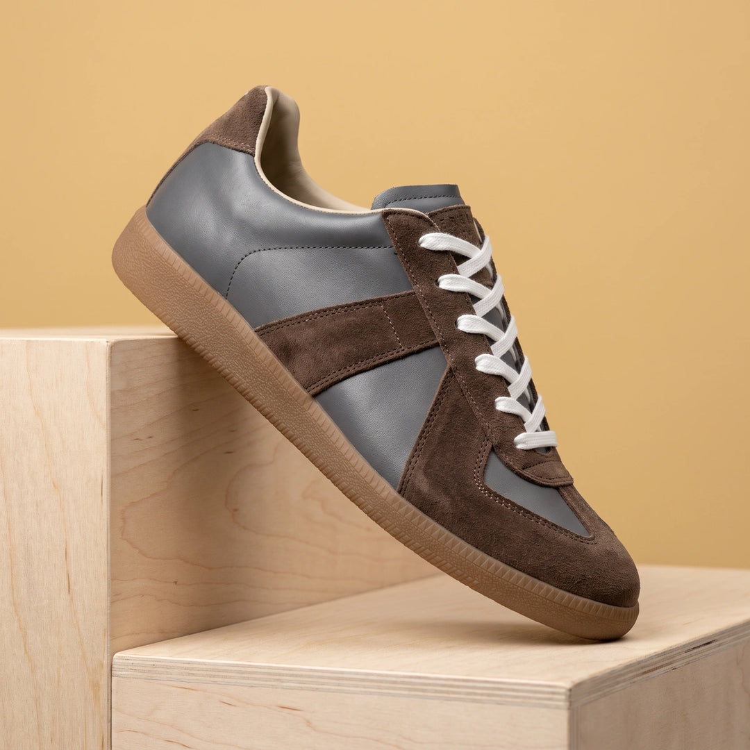 Frederic Suede Panel Gum Sole Trainers - Gray
