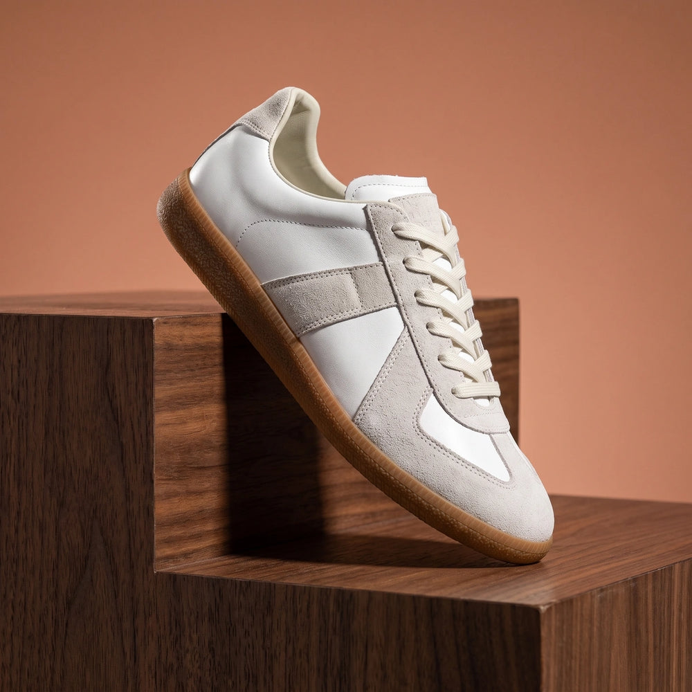 Frederic Suede Panel Gum Sole Trainers - White
