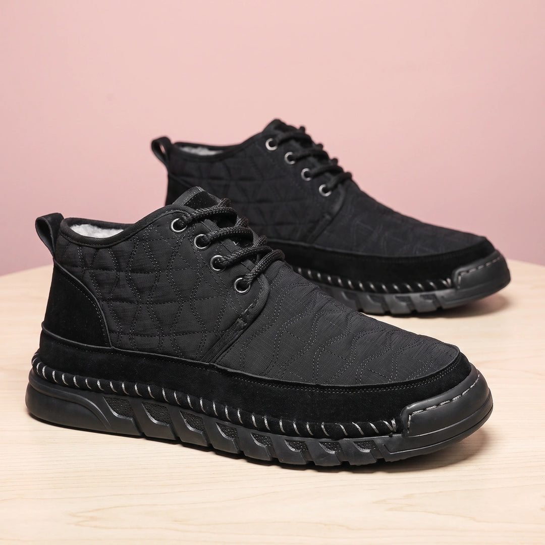 Gaspard Cow Suede Quilted Casual Sneakers - Black