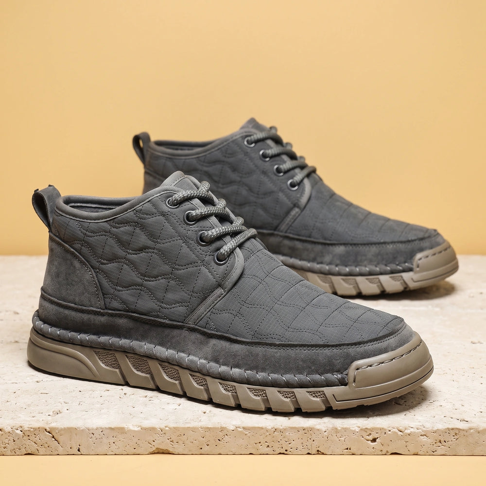 Gaspard Cow Suede Quilted Casual Sneakers - Gray