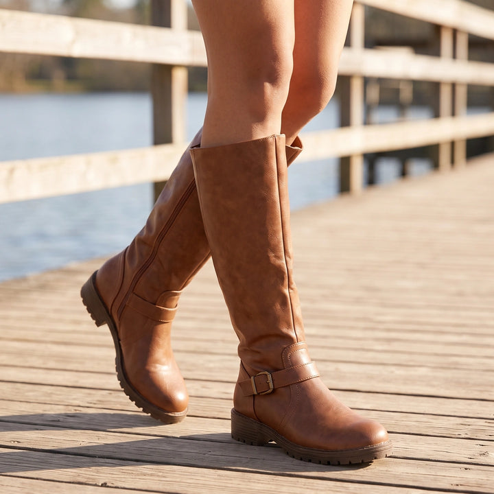 Helene Wide Toe Orthopedic Knee Boots - Brown