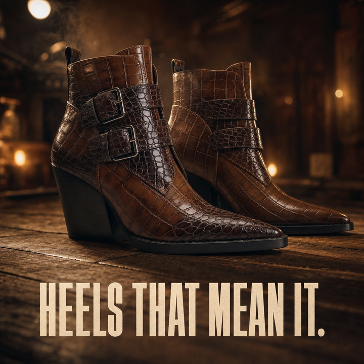 Perrine Croc Leather Boots