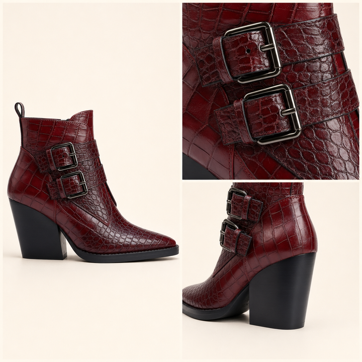 Perrine Croc Leather Boots