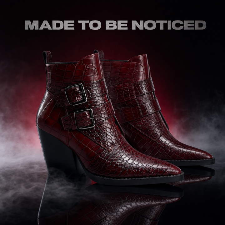 Perrine Croc Leather Boots