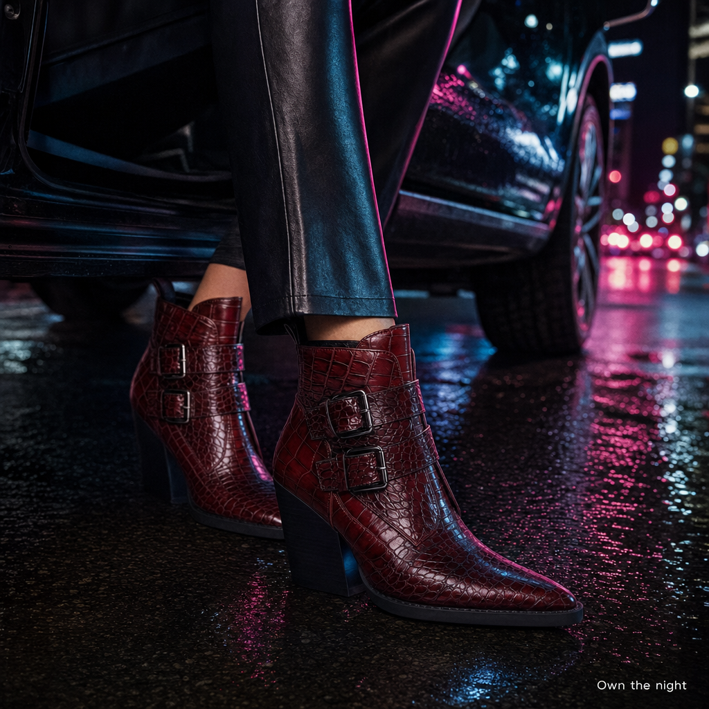 Perrine Croc Leather Boots