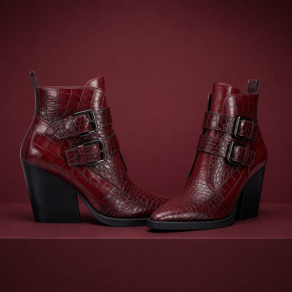Perrine Croc Leather Boots
