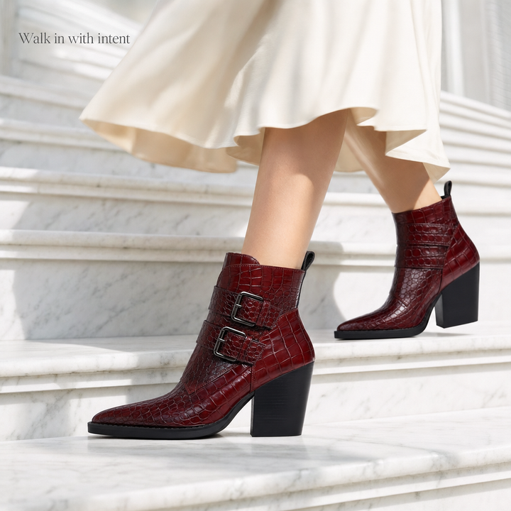 Perrine Croc Leather Boots