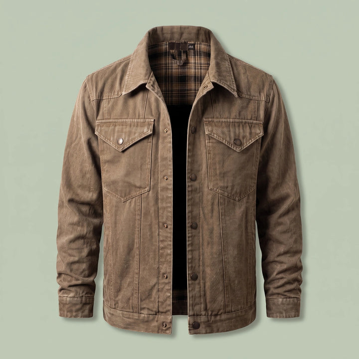 Hollis Flannel Lined Denim Jacket - Khaki