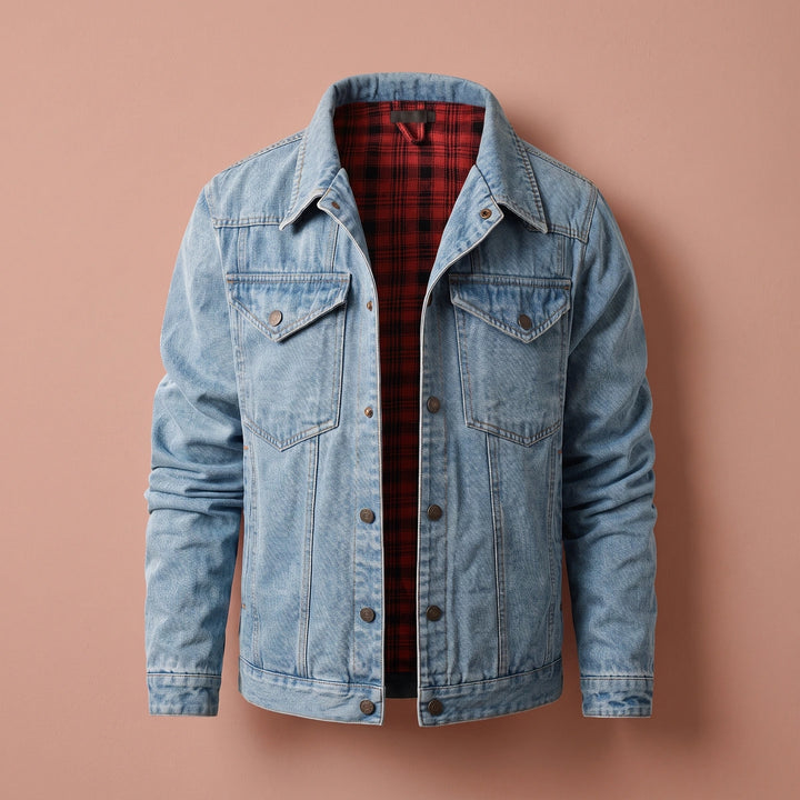 Hollis Flannel Lined Denim Jacket - Sky