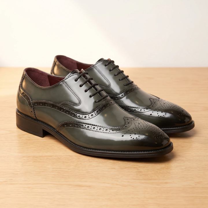 Ignatius Wingtip Brogue Oxford Shoes - Olive