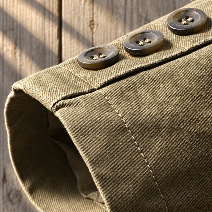 Ingram Washed Cotton Twill Elbow Patch Blazer - Khaki