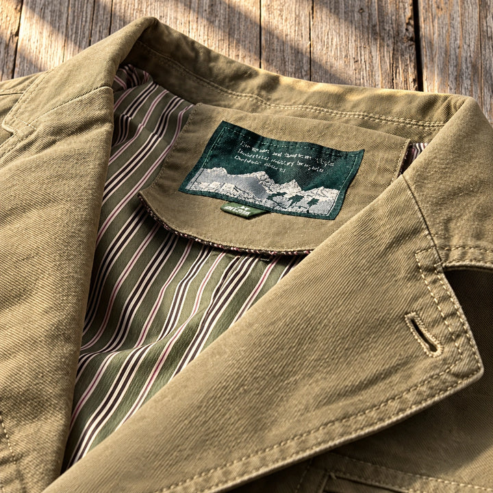 Ingram Washed Cotton Twill Elbow Patch Blazer - Khaki