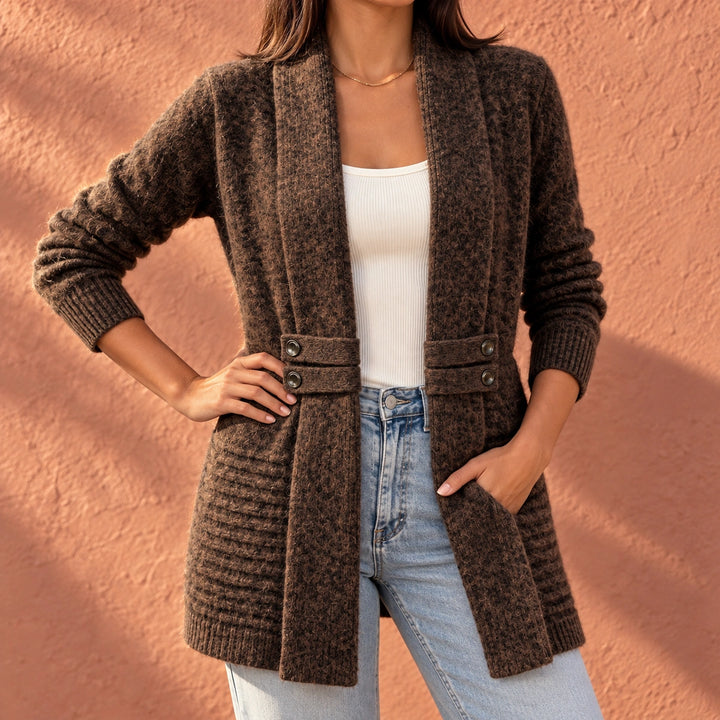 Irene Ribbed Knit Longline Cardigan - Chocolate Brown