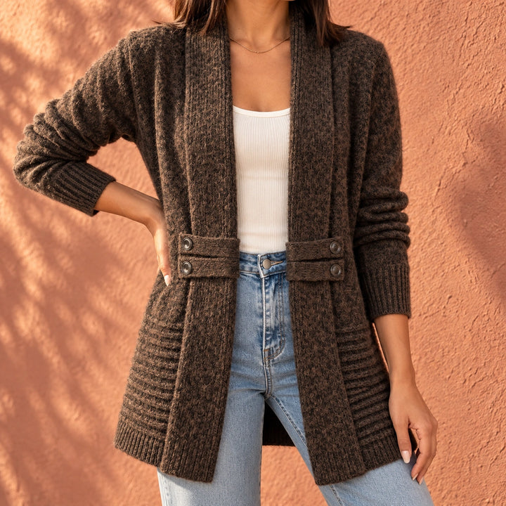 Irene Ribbed Knit Longline Cardigan - Chocolate Brown