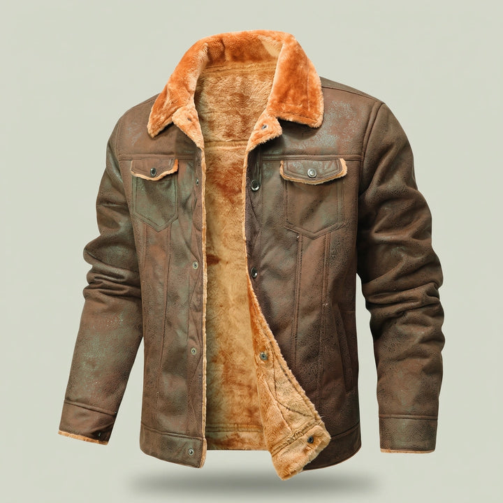 Jasper Suede Shearling Trucker Jacket - Brown