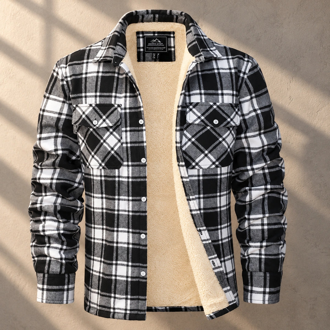 Jules Plaid Sherpa Lined Shirt Jacket - Black