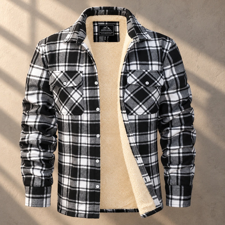 Jules Plaid Sherpa Lined Shirt Jacket - Black