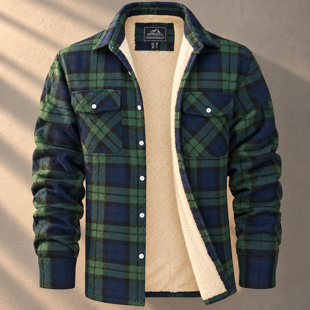 Jules Plaid Sherpa Lined Shirt Jacket - Green