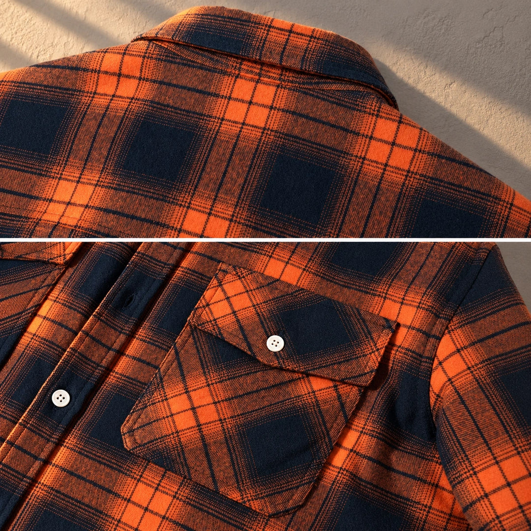 Jules Plaid Sherpa Lined Shirt Jacket - Orange