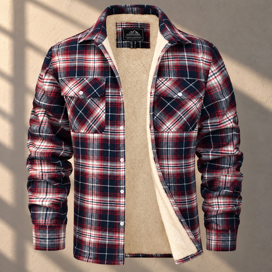 Jules Plaid Sherpa Lined Shirt Jacket - Red