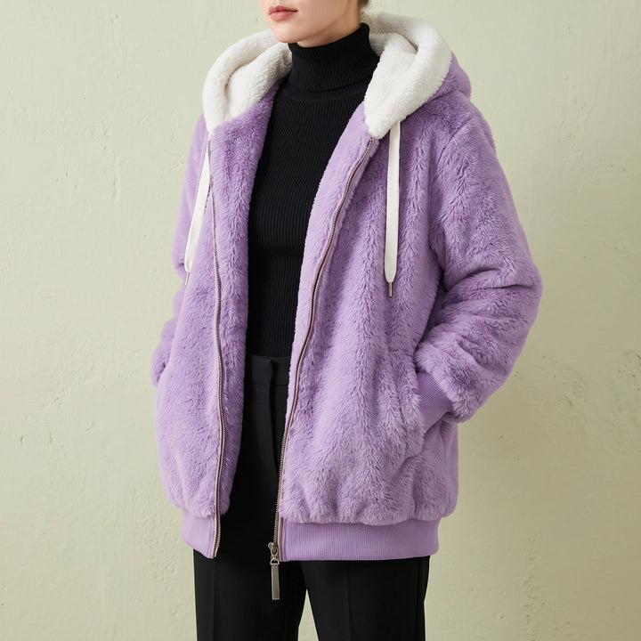 Kara Sherpa Fleece Hooded Jacket - Purple