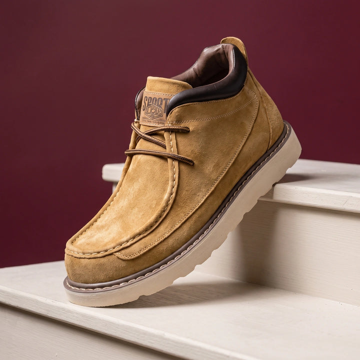 Kasimir Suede Moc Toe Padded Collar Chukkas - Camel