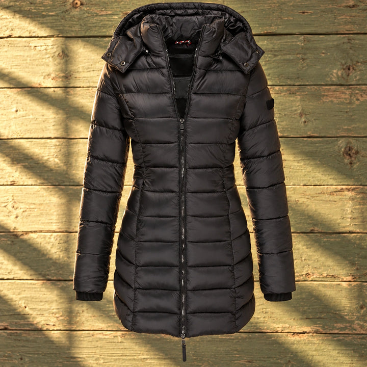 Katrina Quilted Fitted Hooded Puffer Coat - Black