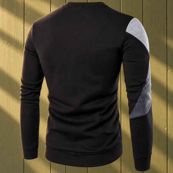 Keegan Colorblock Fleece Lined Crew Sweatshirt - Black