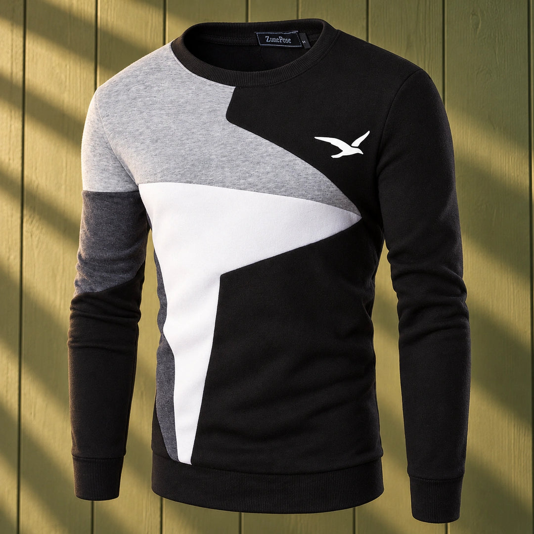 Keegan Colorblock Fleece Lined Crew Sweatshirt - Black
