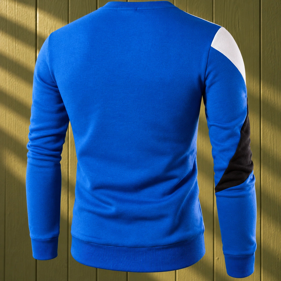 Keegan Colorblock Fleece Lined Crew Sweatshirt - Blue