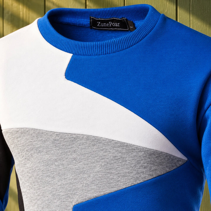 Keegan Colorblock Fleece Lined Crew Sweatshirt - Blue