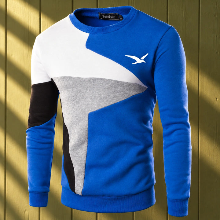 Keegan Colorblock Fleece Lined Crew Sweatshirt - Blue