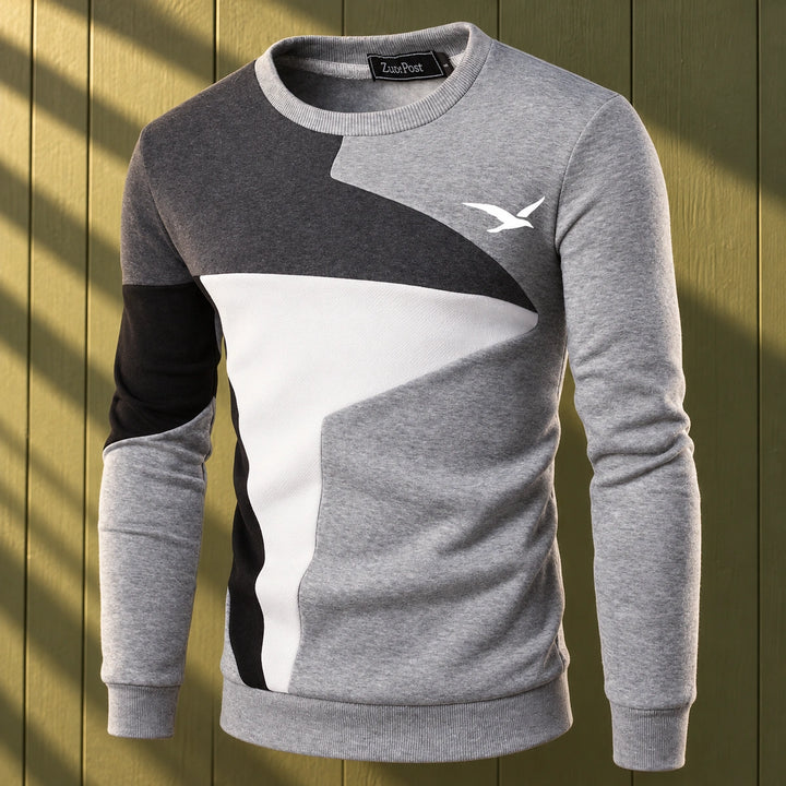 Keegan Colorblock Fleece Lined Crew Sweatshirt - Gray